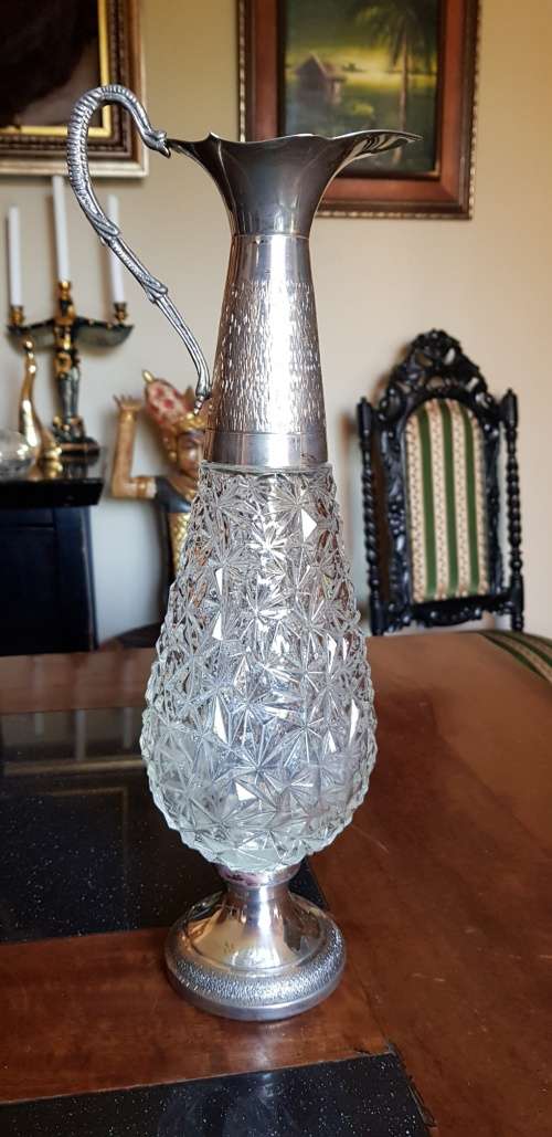 Large silver plated Crystal pitcher