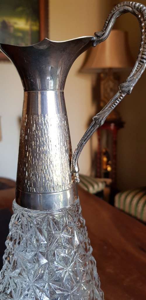 Large silver plated Crystal pitcher