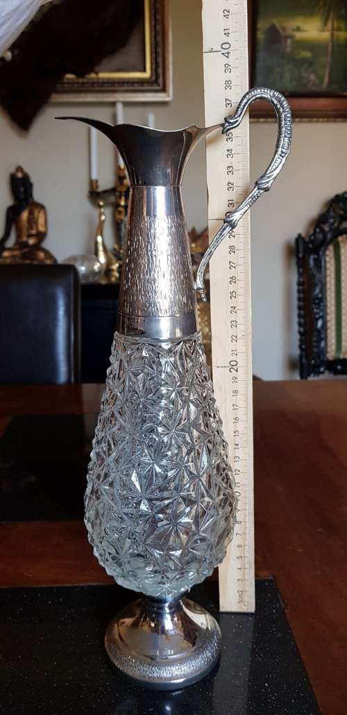 Large silver plated Crystal pitcher