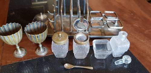 Antique Silver Cruet Set Marked