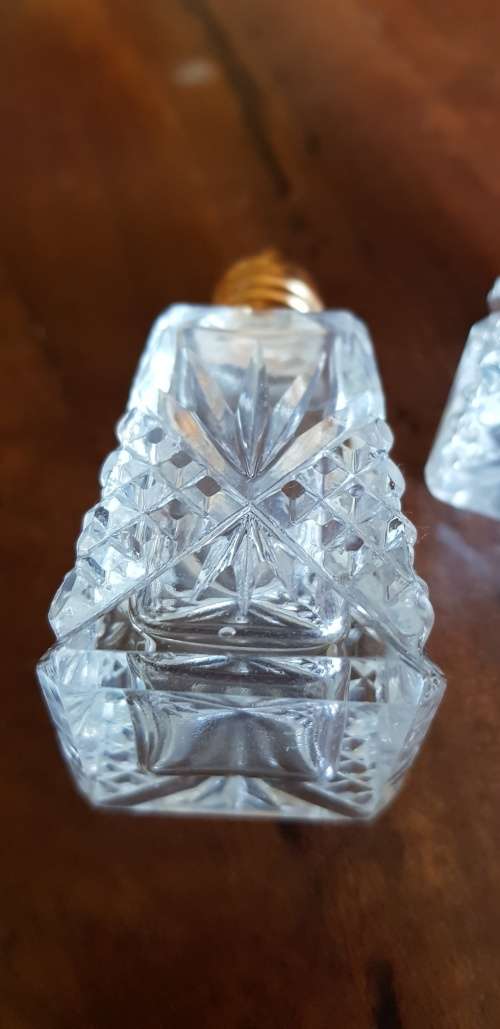 Vintage Crystal Cruet Set Plus Tray