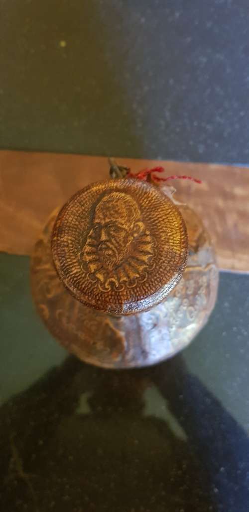 Vintage Jeype Goat Leather Strapped Bottle Featuring Don Qui-jote