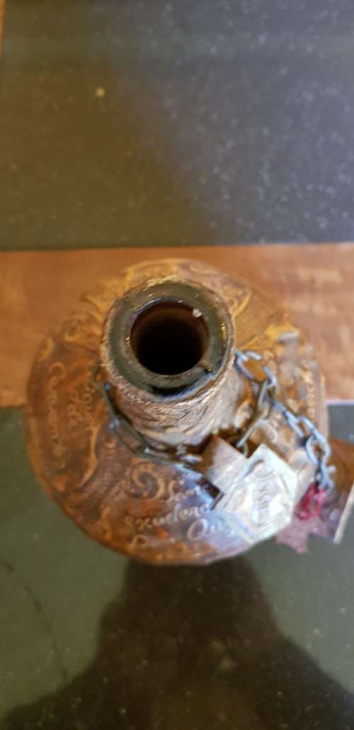 Vintage Jeype Goat Leather Strapped Bottle Featuring Don Qui-jote