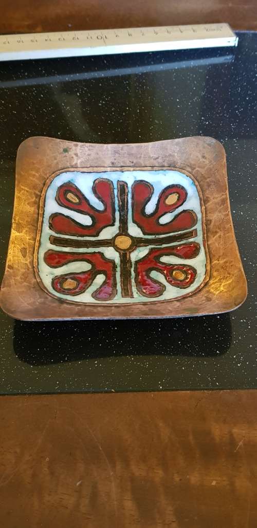 Ornate Copper Ashtray from Chile