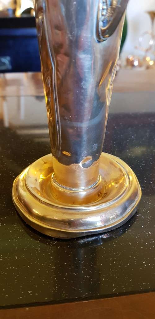 Antique Brass Vase, damaged and repaired