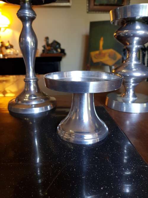 3 Silver Coloured Candle Stick Stands