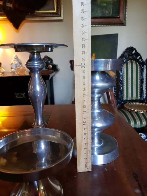 3 Silver Coloured Candle Stick Stands