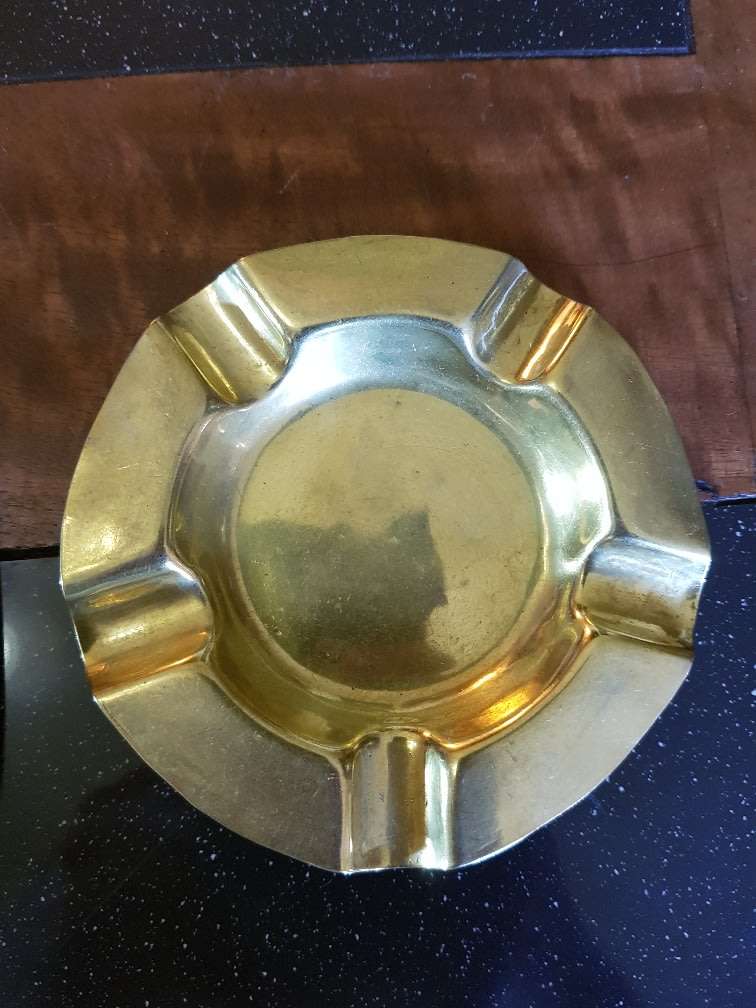 2 Vintage solid brass ashtrays