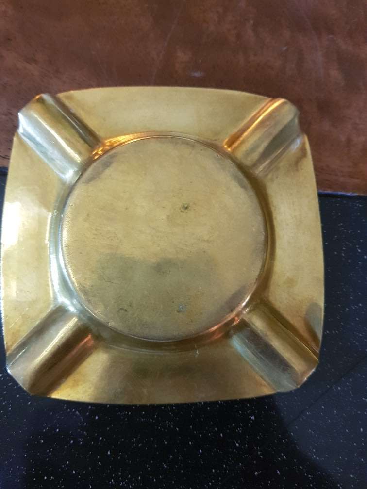 2 Vintage solid brass ashtrays