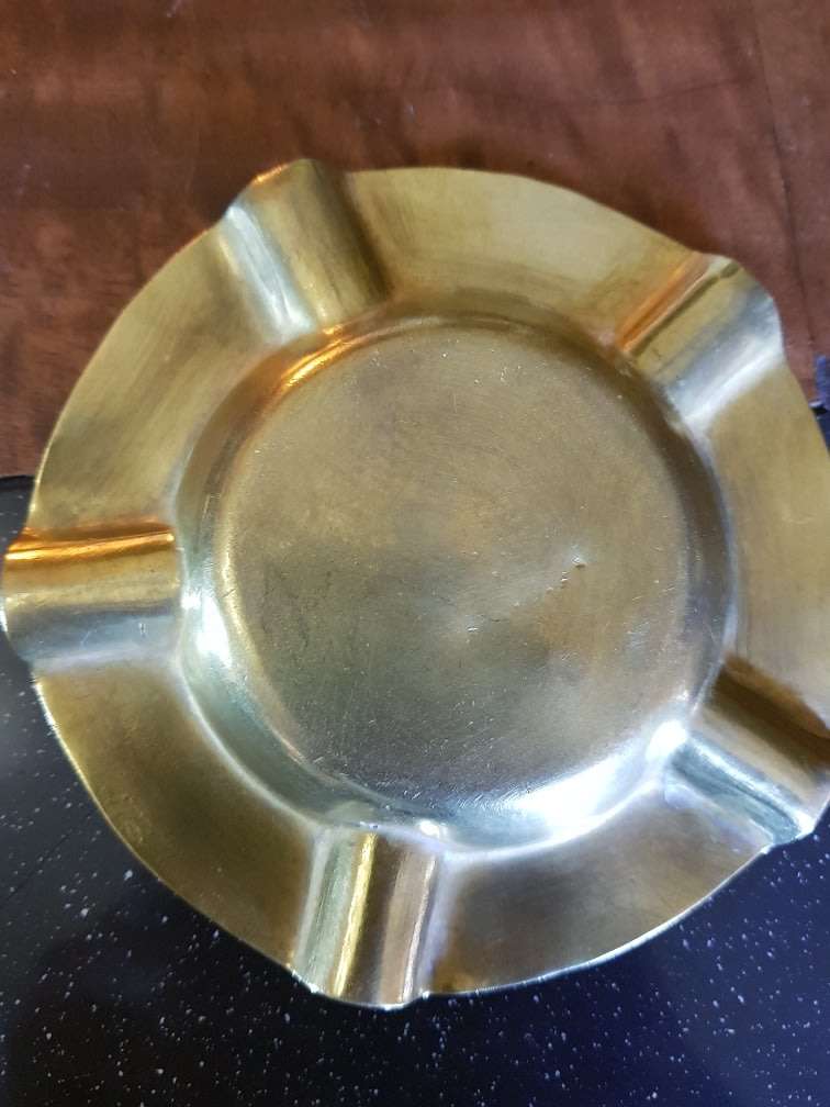 2 Vintage solid brass ashtrays
