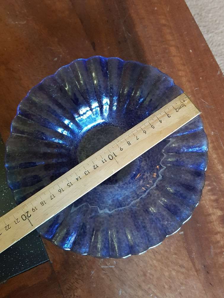 Beautiful Blue art Glass Bottles & a Plate