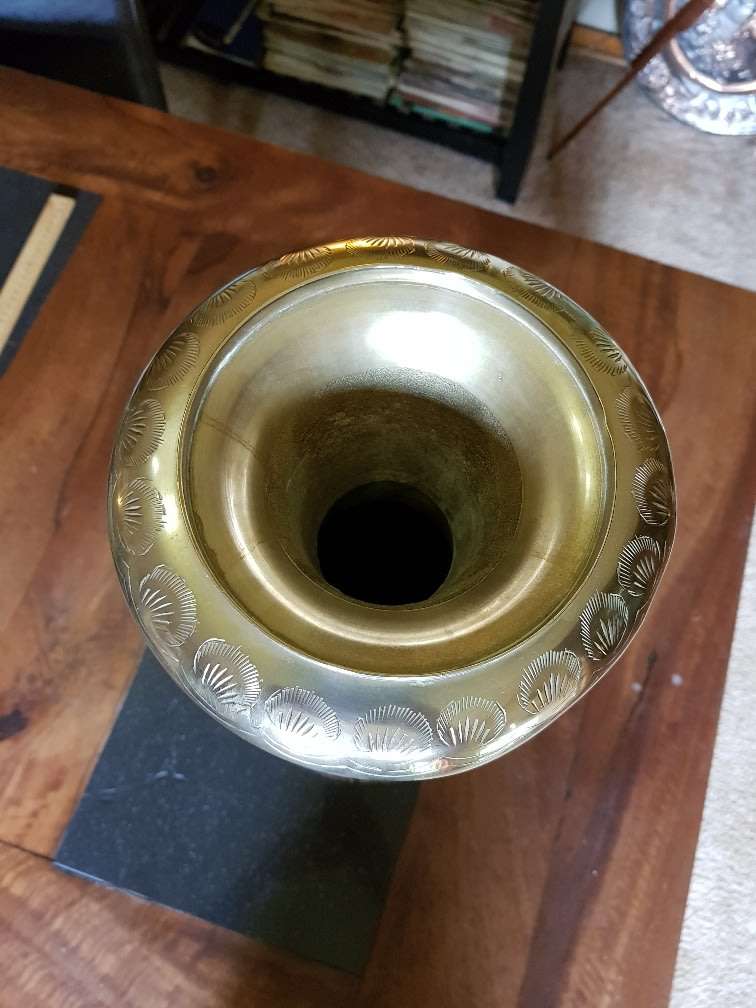 Vintage Large Solid Brass Vase