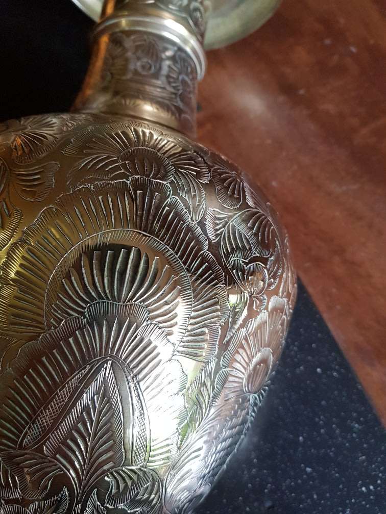 Vintage Large Solid Brass Vase