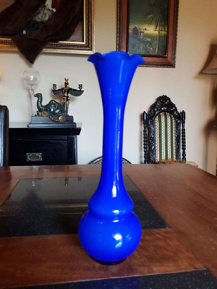 Absolutely Stunning Blue Art Vase. Marked