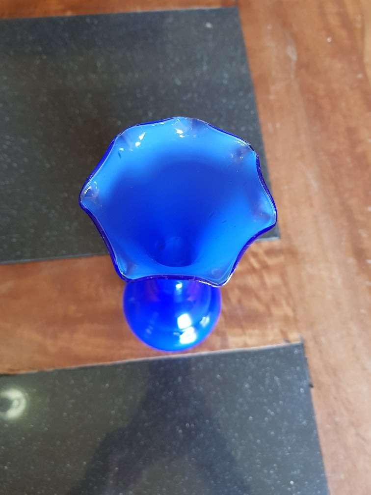 Absolutely Stunning Blue Art Vase. Marked