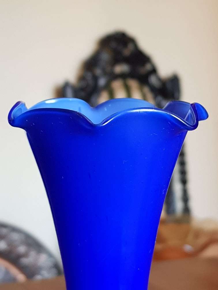 Absolutely Stunning Blue Art Vase. Marked