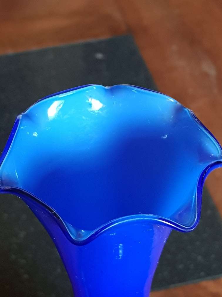 Absolutely Stunning Blue Art Vase. Marked