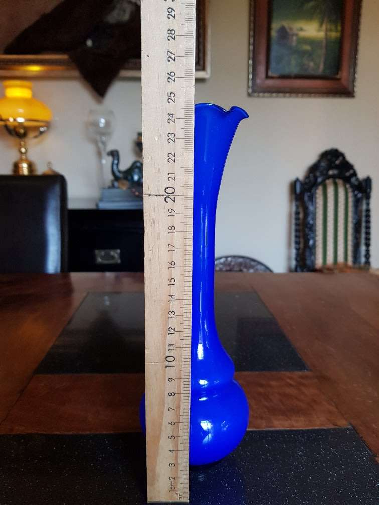 Absolutely Stunning Blue Art Vase. Marked