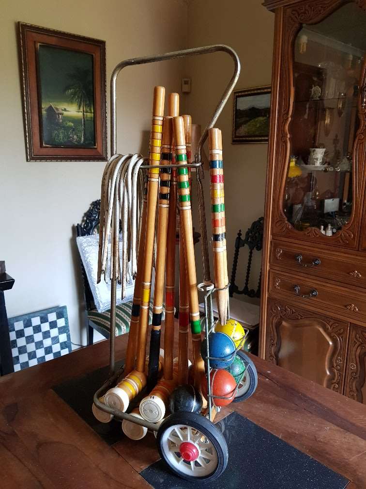 Stunning Vintage Croquet Set plus Trolley. Complete