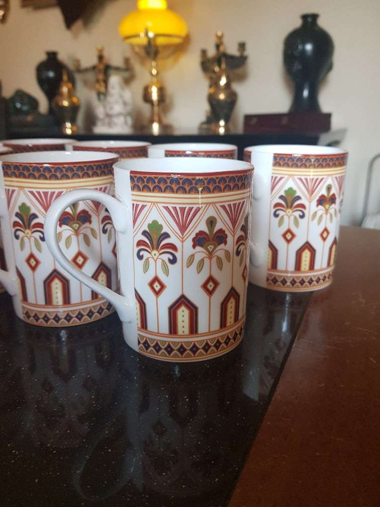 Beautiful Set of Queens Imari Mugs. Marked