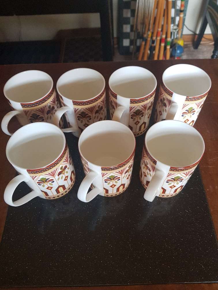 Beautiful Set of Queens Imari Mugs. Marked