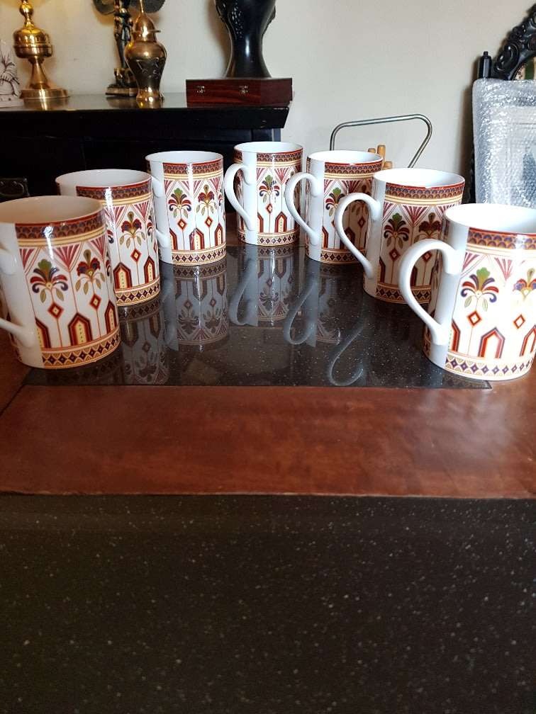 Beautiful Set of Queens Imari Mugs. Marked