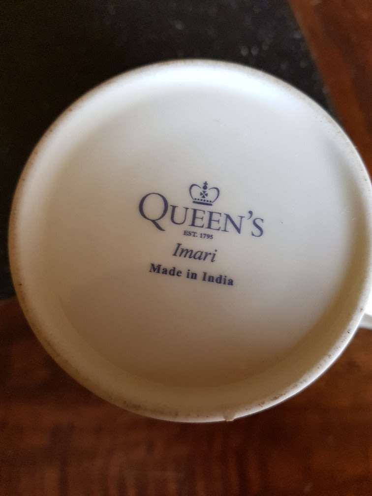 Beautiful Set of Queens Imari Mugs. Marked