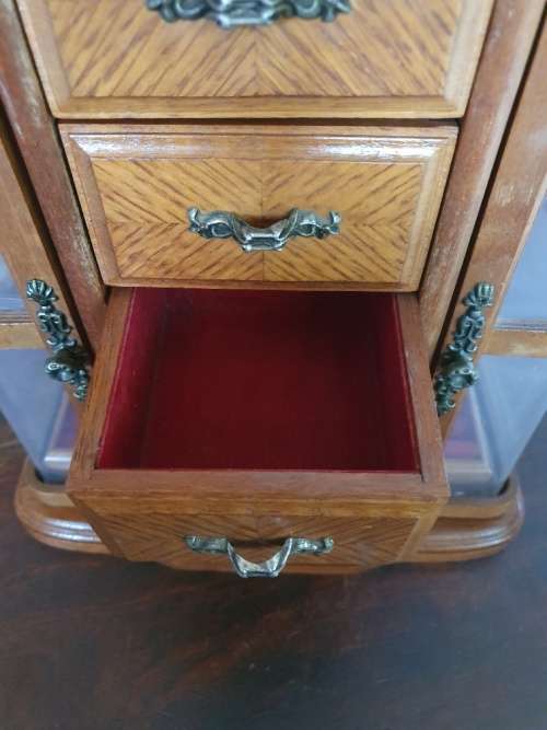 FREE SHIPPING !!! Beautiful & Rare Vintage Oak Wood Jewelry Cabinet.