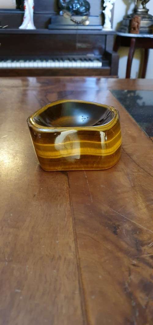 Huge Tigers Eye Stone Ashtray