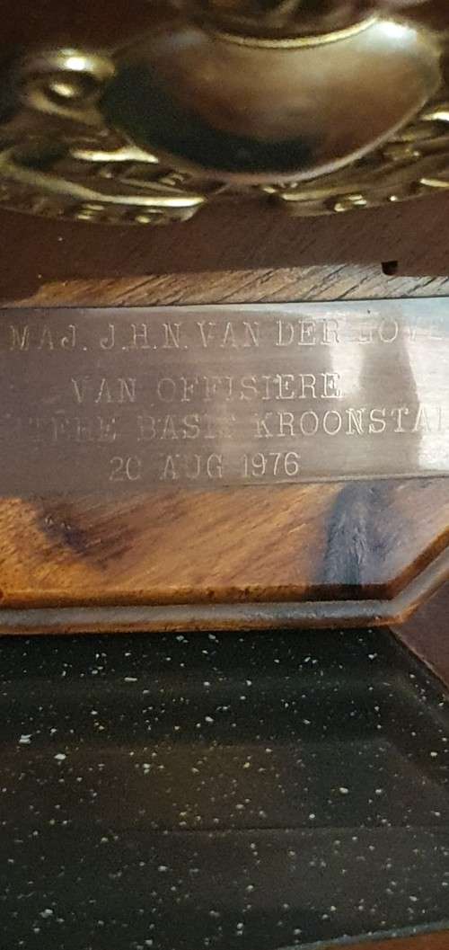 Militaria Plaque. MAJ.  T.H.N Van der Hoven 1976