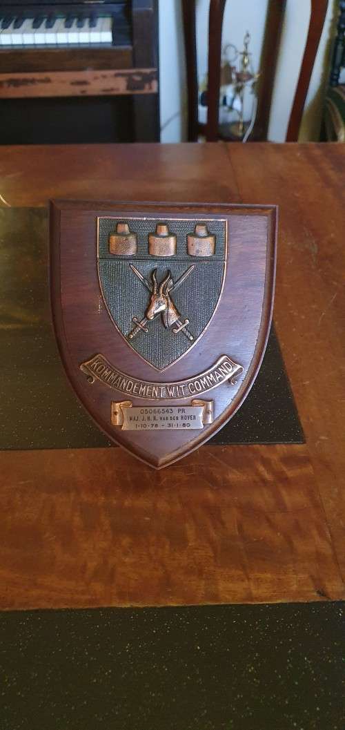 militaria Plaque MAJ J.H.N Van der Hoven 1976-1980