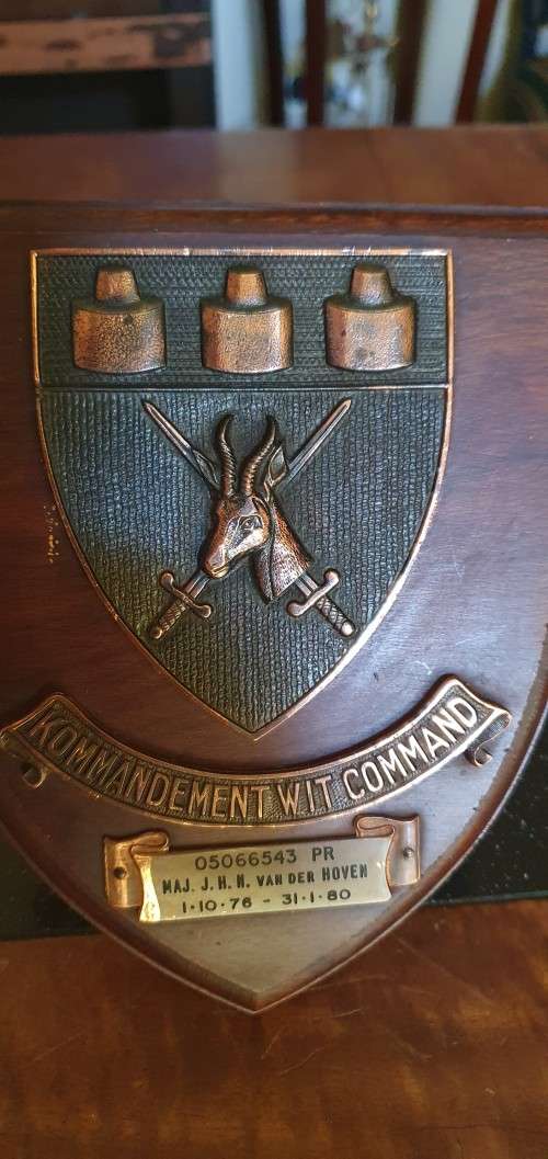 militaria Plaque MAJ J.H.N Van der Hoven 1976-1980