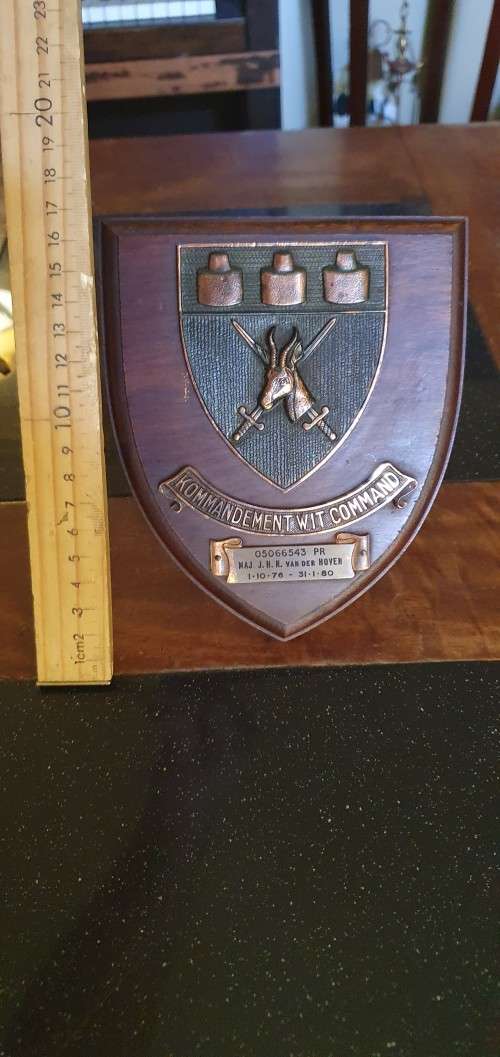 militaria Plaque MAJ J.H.N Van der Hoven 1976-1980