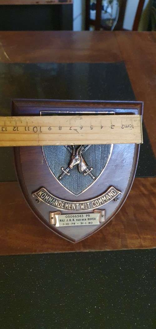 militaria Plaque MAJ J.H.N Van der Hoven 1976-1980