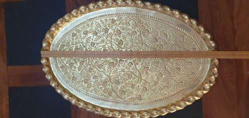 Beautiful and Large Vintage 75cm X 50cm Oval Brass Wall Hanging Plate