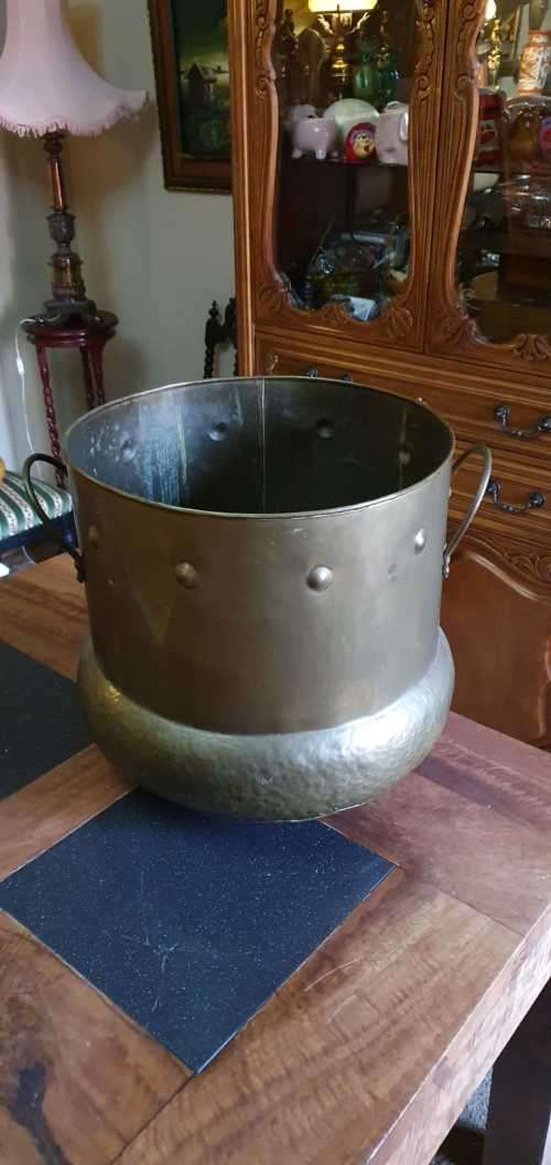 Big Round Brass Planter with handles