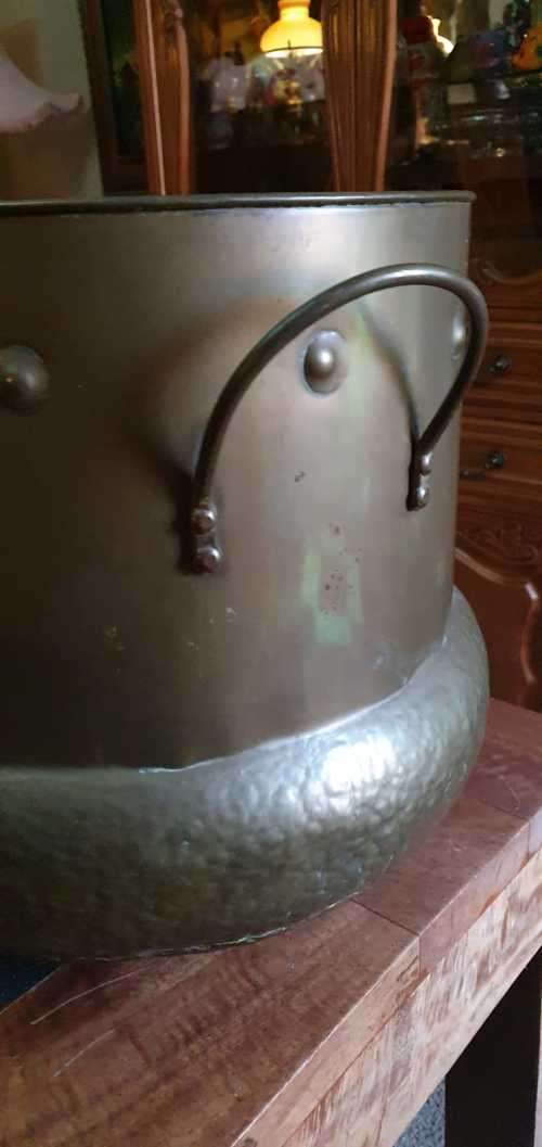 Big Round Brass Planter with handles