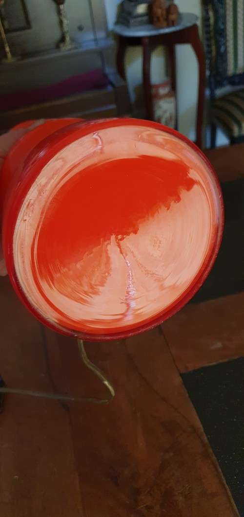 Beautiful Red Art Glass Lamp with Shade