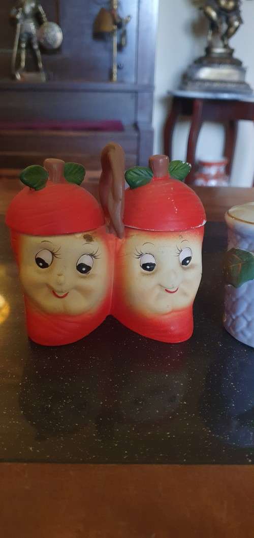 Assorted Salt and Pepper Shakers and Jam Pot