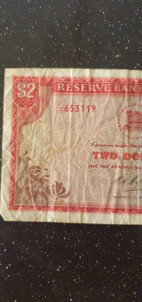 Vintage Rhodesian Banknote