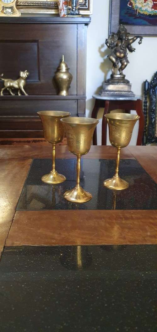 3 x Brass Wine Goblts