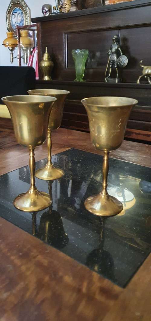 3 x Brass Wine Goblts