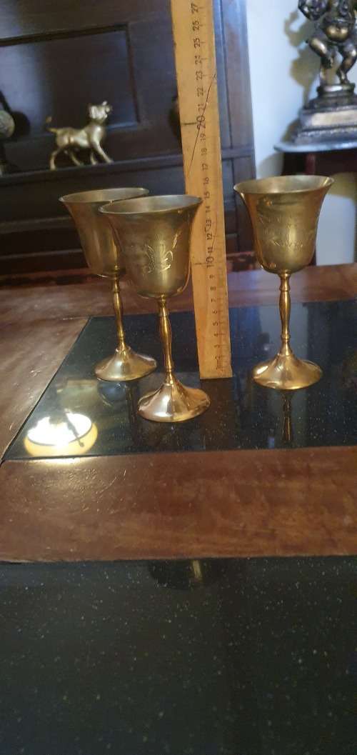 3 x Brass Wine Goblts