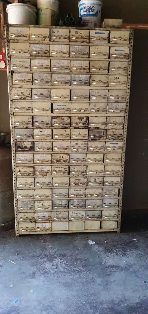 Vintage Metal  Machinist Drawer Rack