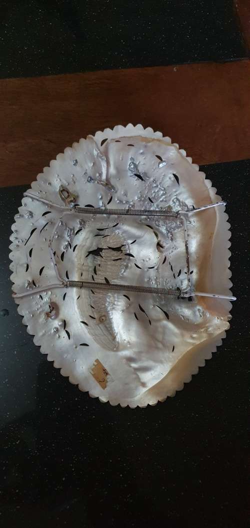 Antique Mother of Pearl Carving of Dragon and Phoenix