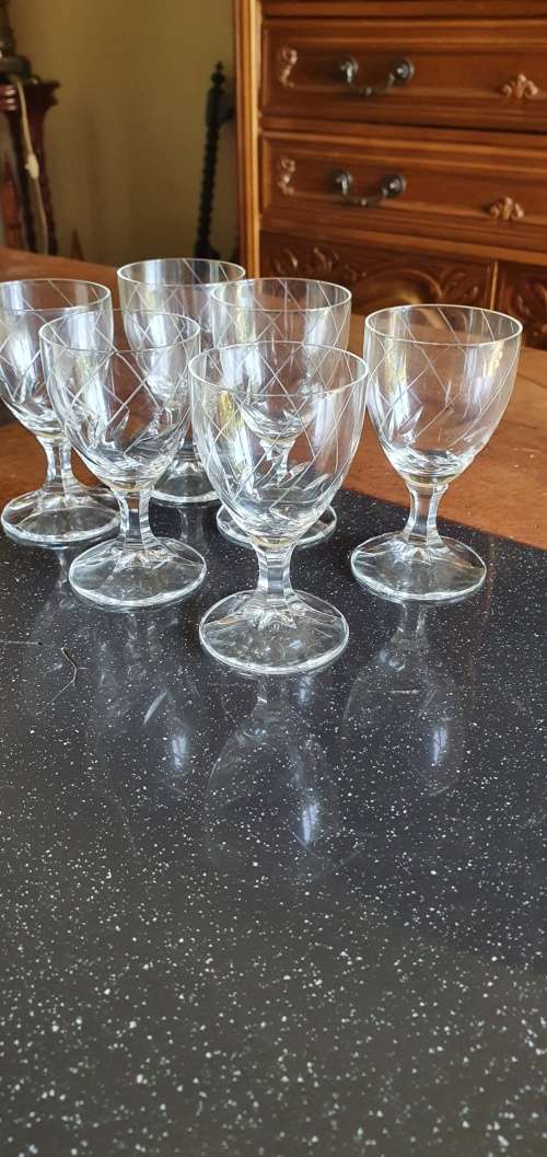 Vintage Jenna Schott White Wine Crystal Glasses