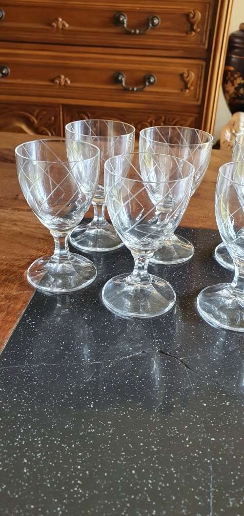 Vintage Jenna Schott White Wine Crystal Glasses