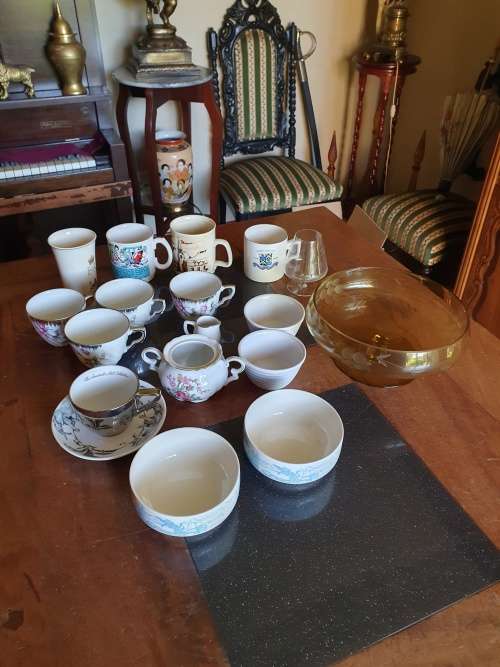 Beautiful Cut Glass Amber Bowl Plus Various items