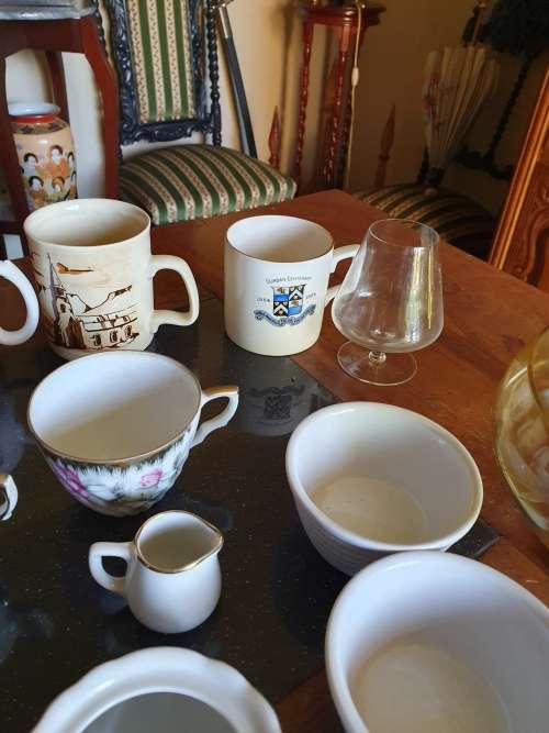 Beautiful Cut Glass Amber Bowl Plus Various items