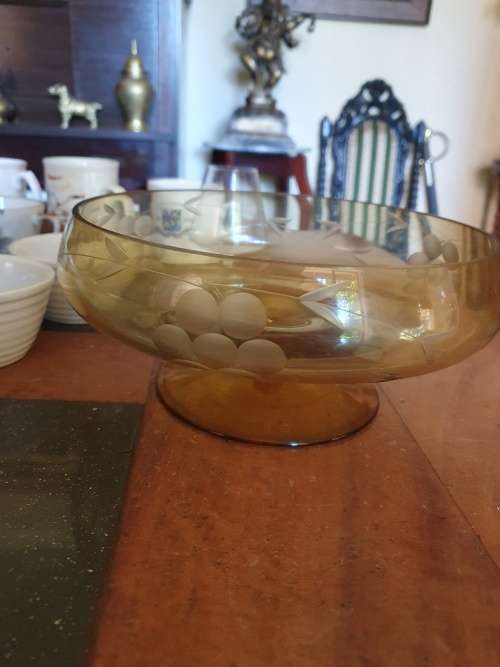 Beautiful Cut Glass Amber Bowl Plus Various items